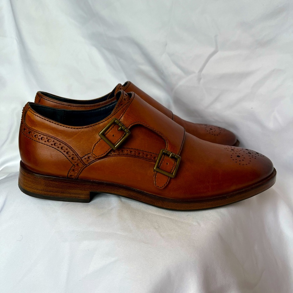 Cole Haan Oxford Dress Shoes Double Monk Strap Pinhole Detailing